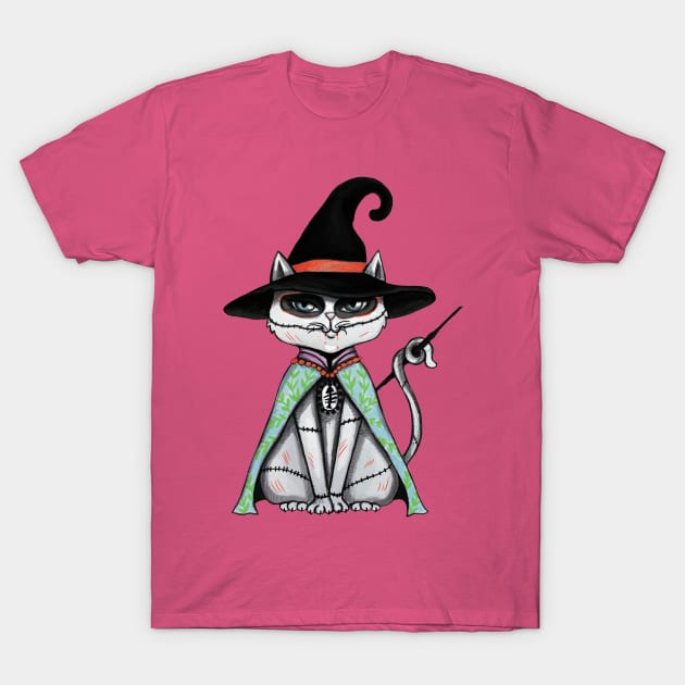 Witch Cat T-Shirt by Raluca Iov